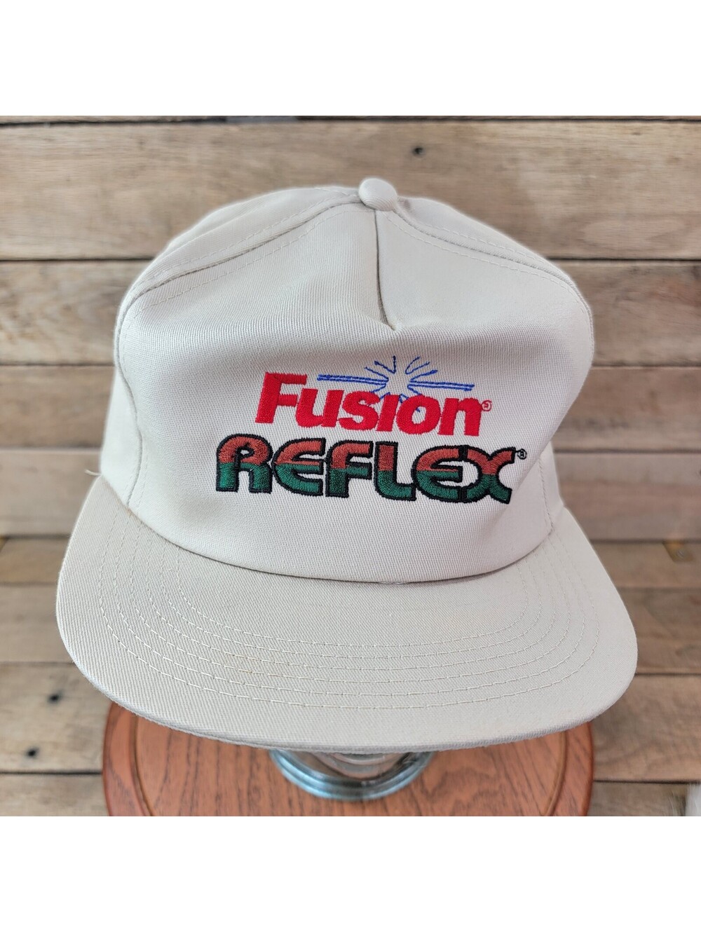 Vintage Fusion Reflex Snapback Hat Tan Farm Agriculture Promo Cap